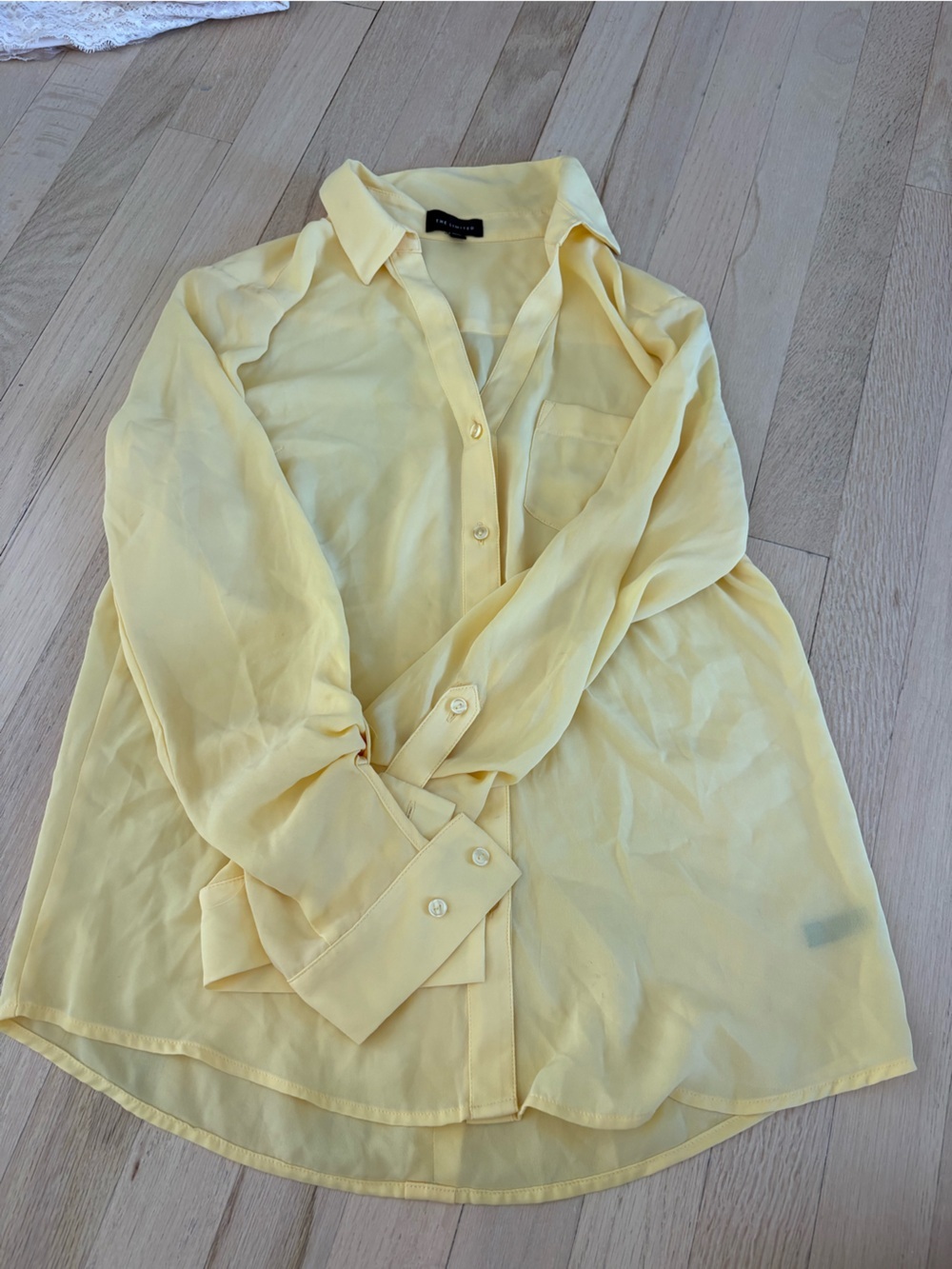 The Limited Soft Yellow Sheer Button-Down Shirt